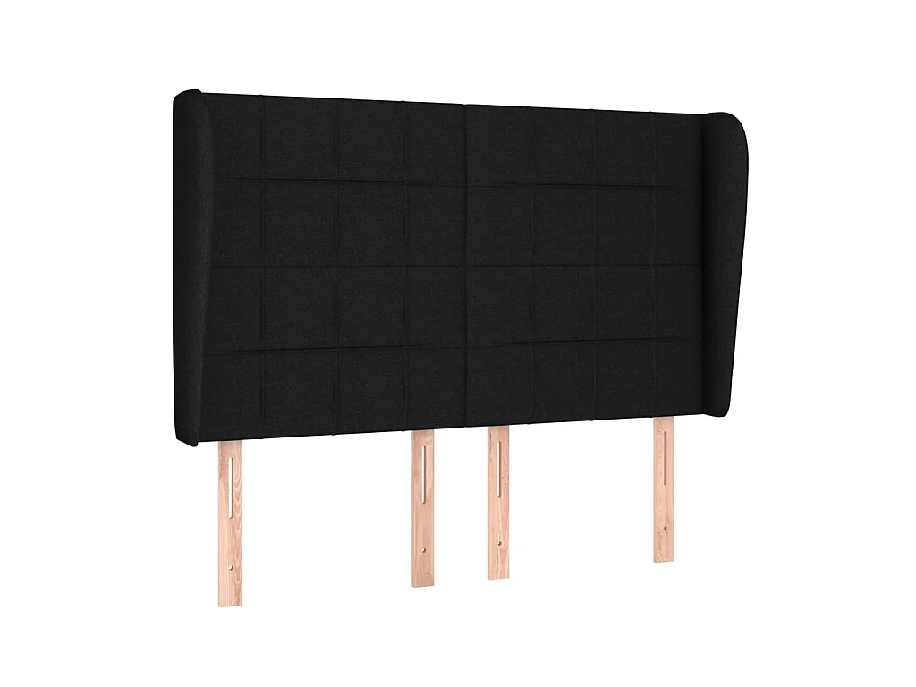 Kopfteil,Bettkopfteil mit Ohren Schwarz 147x23x118/128 cm Stoff -gkd109470