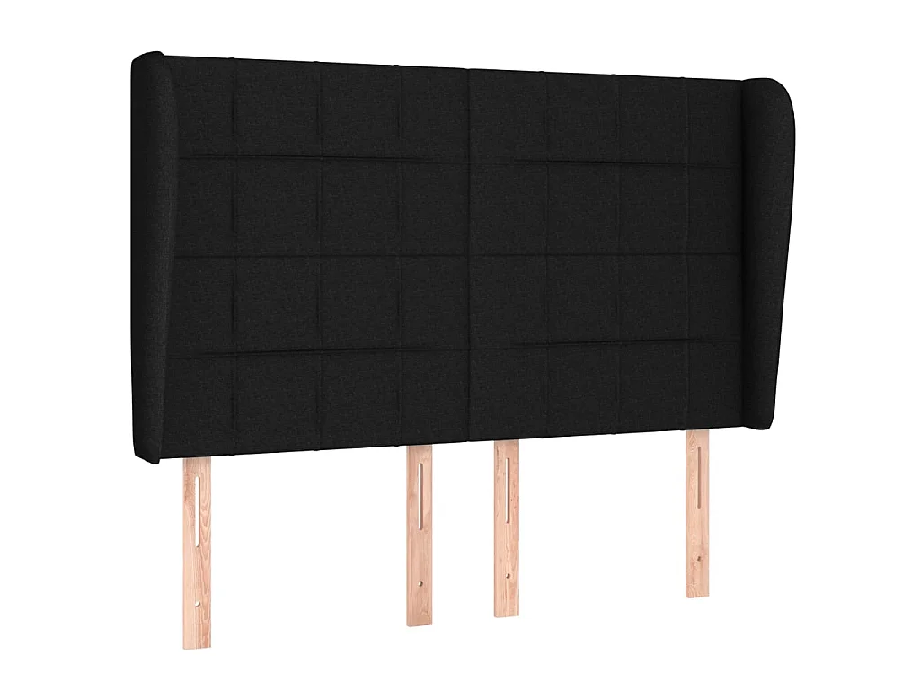 Cabeceira de cama c/ abas tecido 147x23x118/128 cm preto PT786102