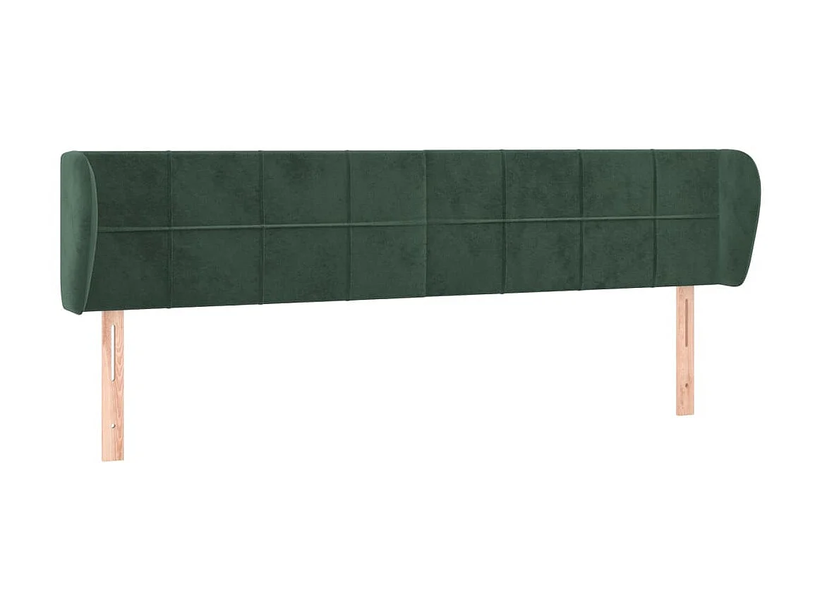 Cabeceira de cama c/ abas veludo 203x23x78/88cm verde-escuro PT848728