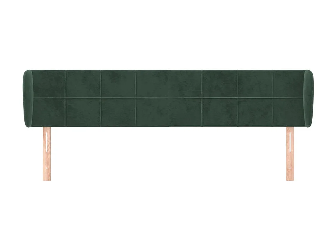 Cabeceira de cama c/ abas veludo 203x23x78/88cm verde-escuro PT848728
