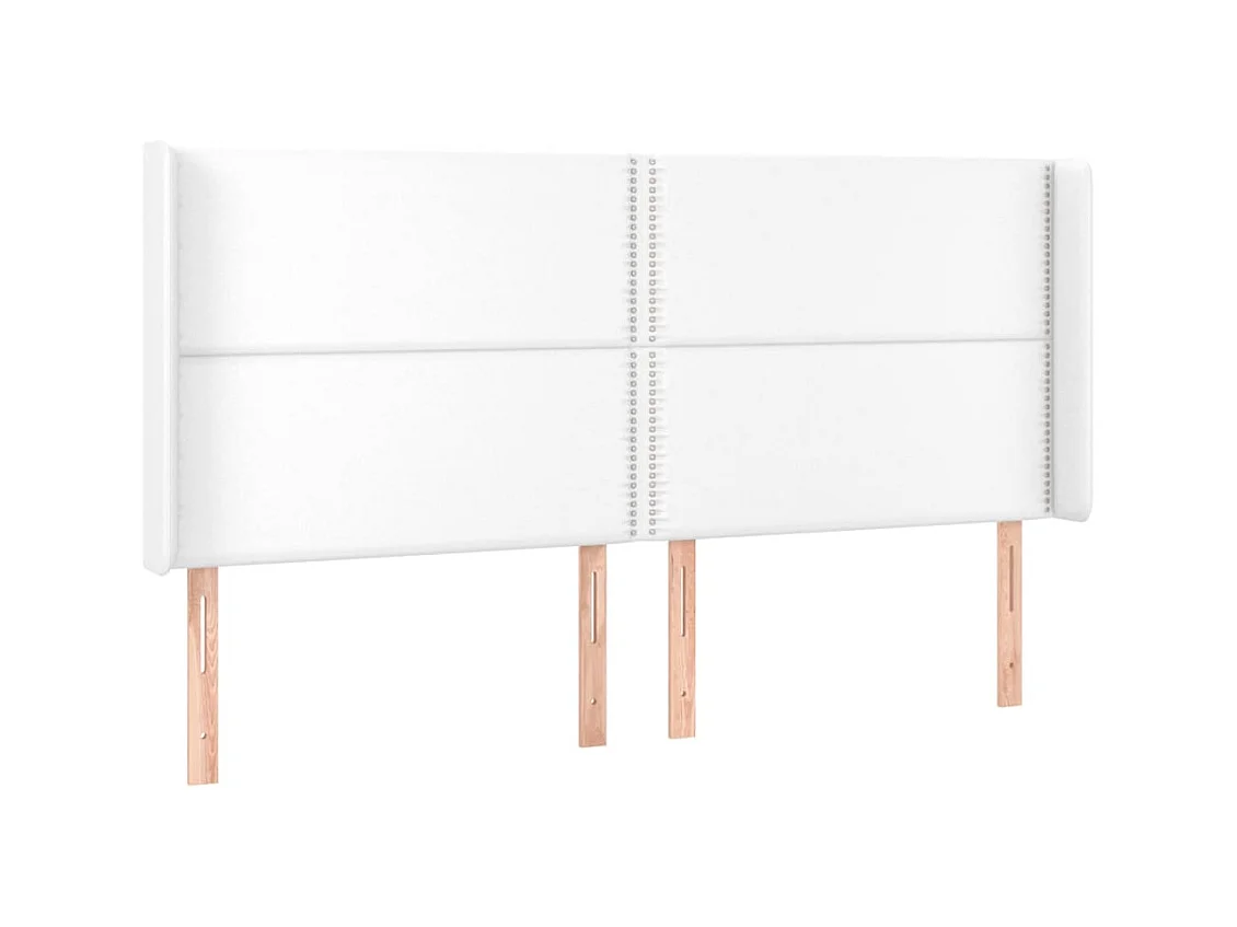 Tête de lit avec oreilles Blanc 163x16x118/128 cm Similicuir POI42013 BonneVie Meuble