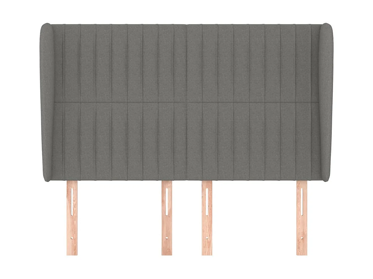 Tête de lit avec oreilles Gris foncé 147x23x118/128 cm Tissu POI37594 BonneVie Meuble