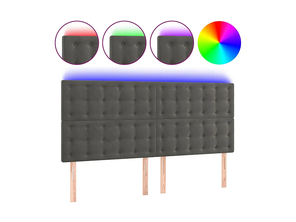 Tête de lit à LED Gris foncé 160x5x118/128 cm Velours POI84514 BonneVie Meuble