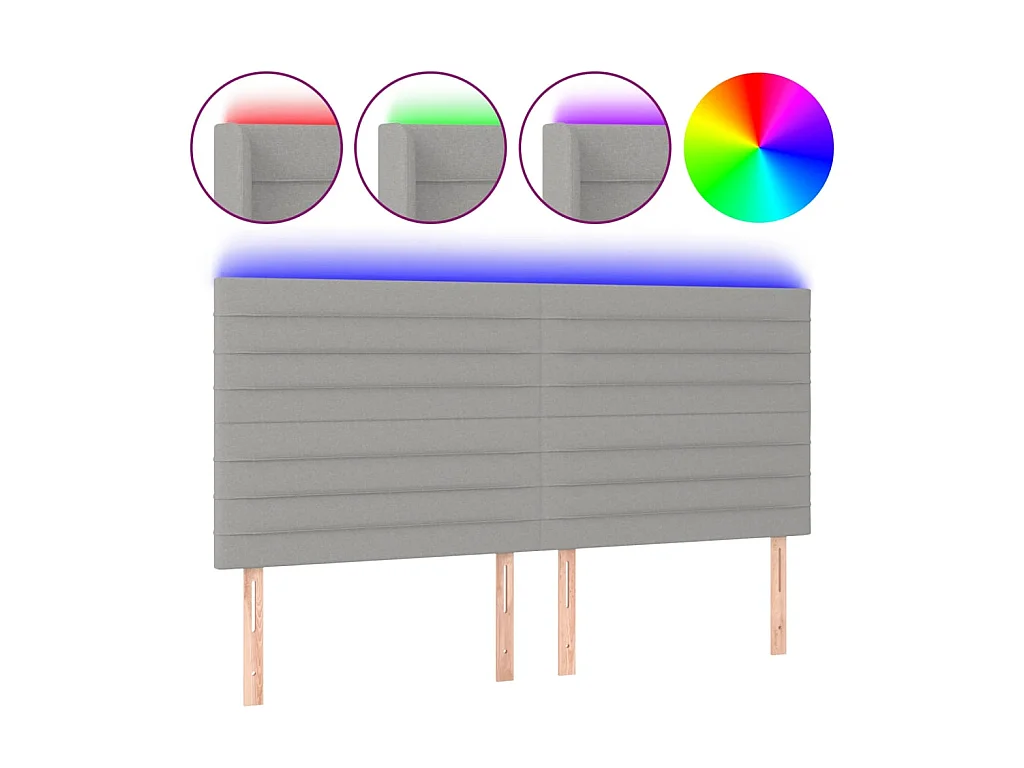 Tête de lit à LED Gris clair 180x5x118/128 cm Tissu POI43529 BonneVie Meuble