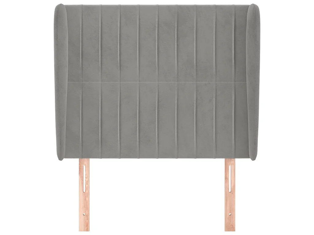 Cabeceira de cama c/ abas veludo 93x23x118/128cm cinzento-claro PT164302