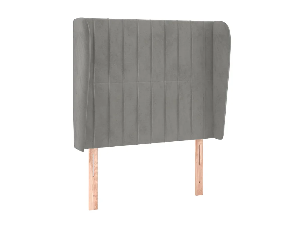 Tête de lit avec oreilles Gris clair 93x23x118/128 cm Velours POI99573 BonneVie Meuble