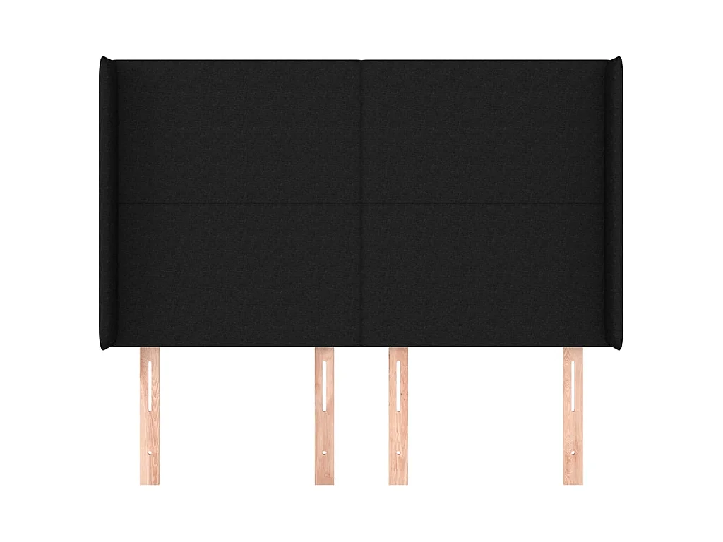 Tête de lit avec oreilles Noir 147x16x118/128 cm Tissu POI56797 BonneVie Meuble