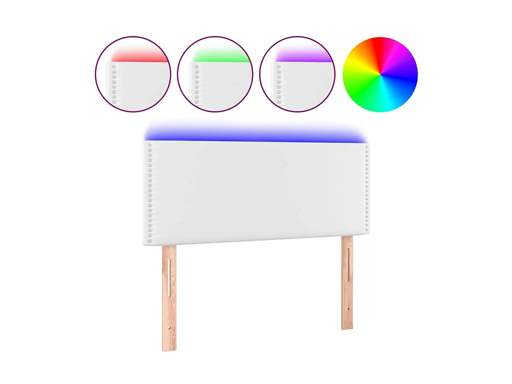 Testiera | Testata del letto Bianco a LED 100x5x78/88 cm in Similpelle