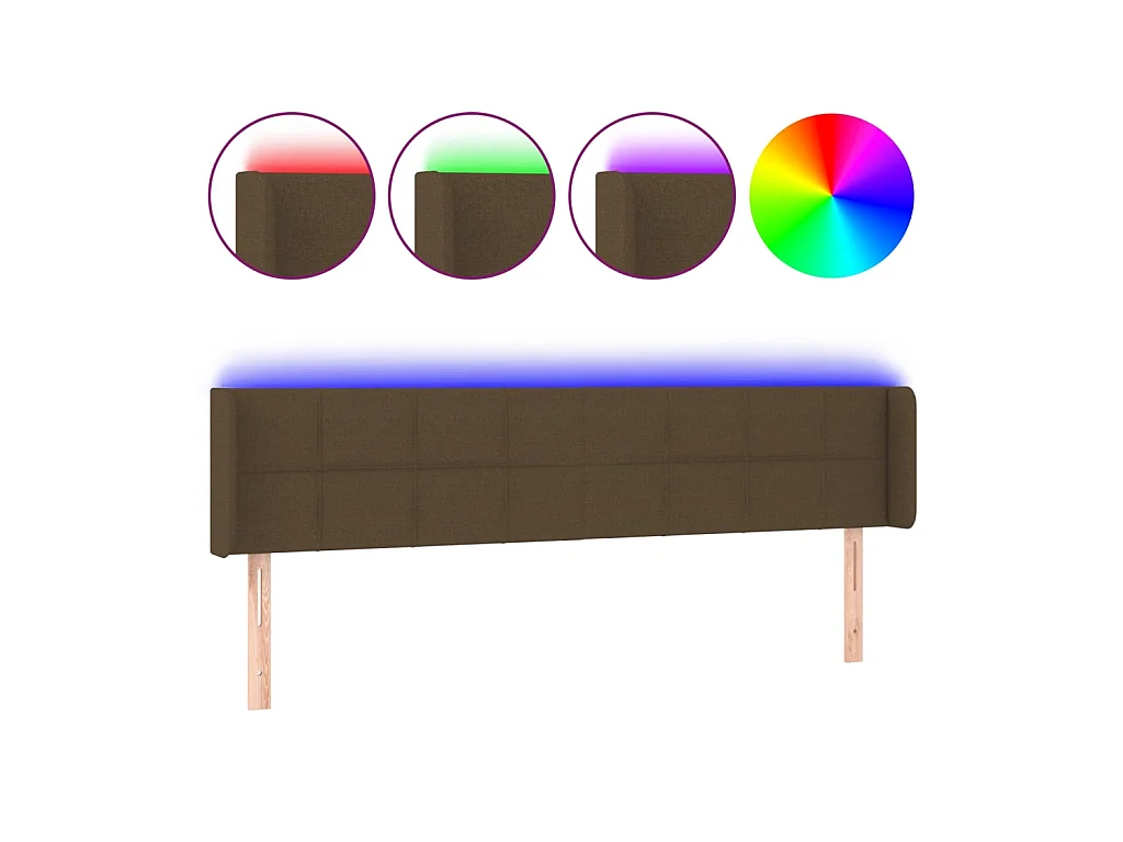 Tête de lit à LED Marron foncé 163x16x78/88 cm Tissu POI92341 BonneVie Meuble