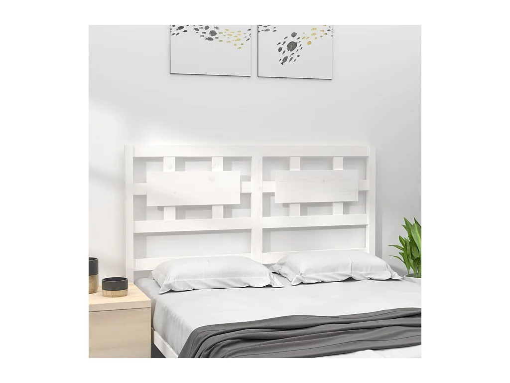 Hoofdbord 185,5x4x100 cm massief grenenhout wit NL478067