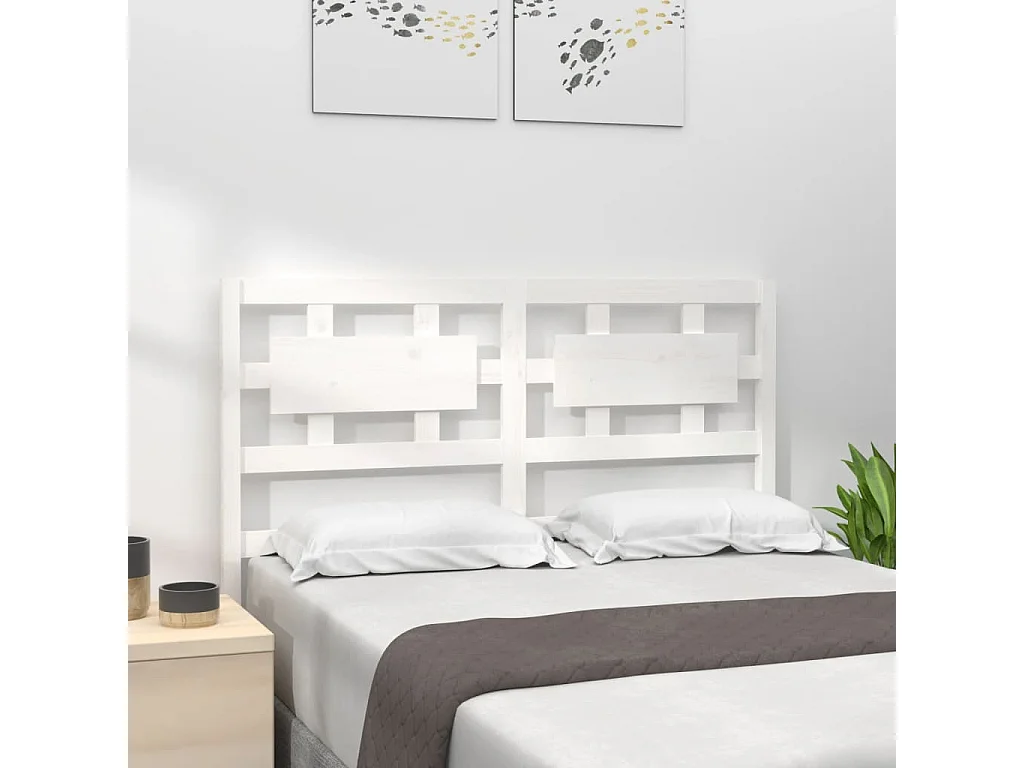 Tête de lit Blanc 185,5x4x100 cm Bois massif de pin POI26606 BonneVie Meuble