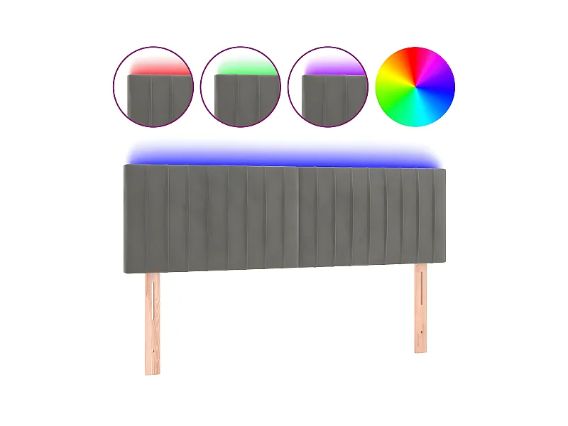 LED Kopfteil,Bettkopfteil Hellgrau 144x5x78/88 cm Samt -gkd275208