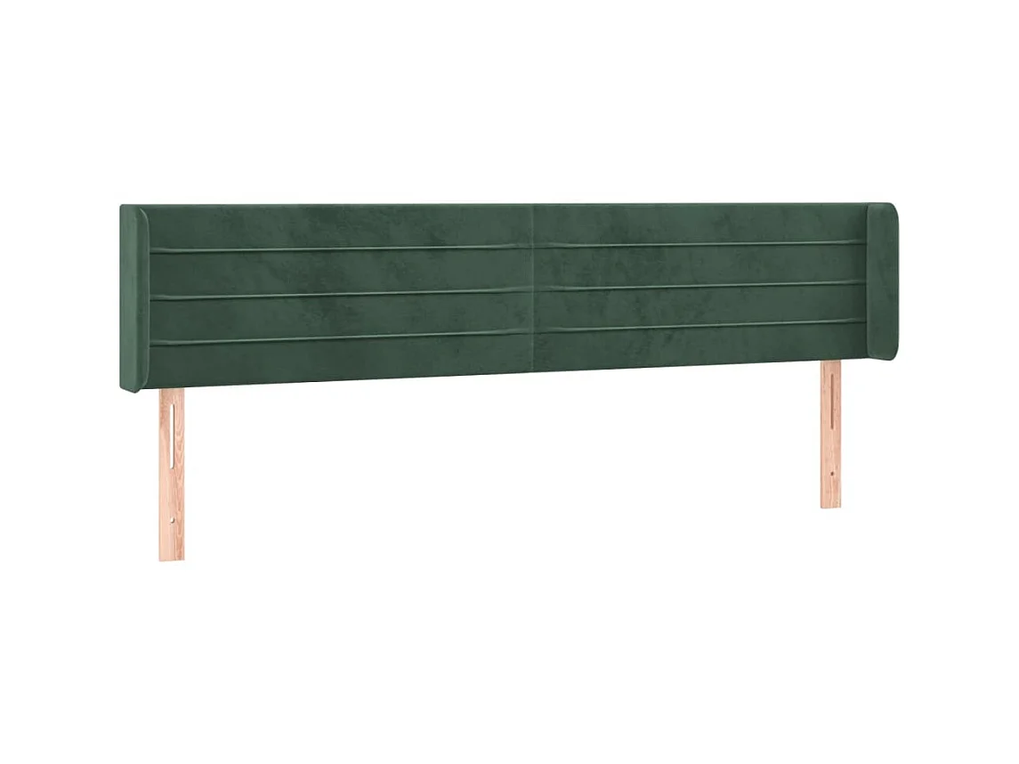Tête de lit avec oreilles Vert foncé 163x16x78/88 cm Velours POI53240 BonneVie Meuble