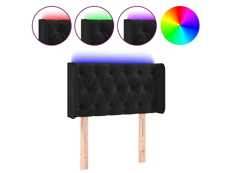 Testiera | Testata del letto a LED Nera 83x16x78/88 cm in Velluto
