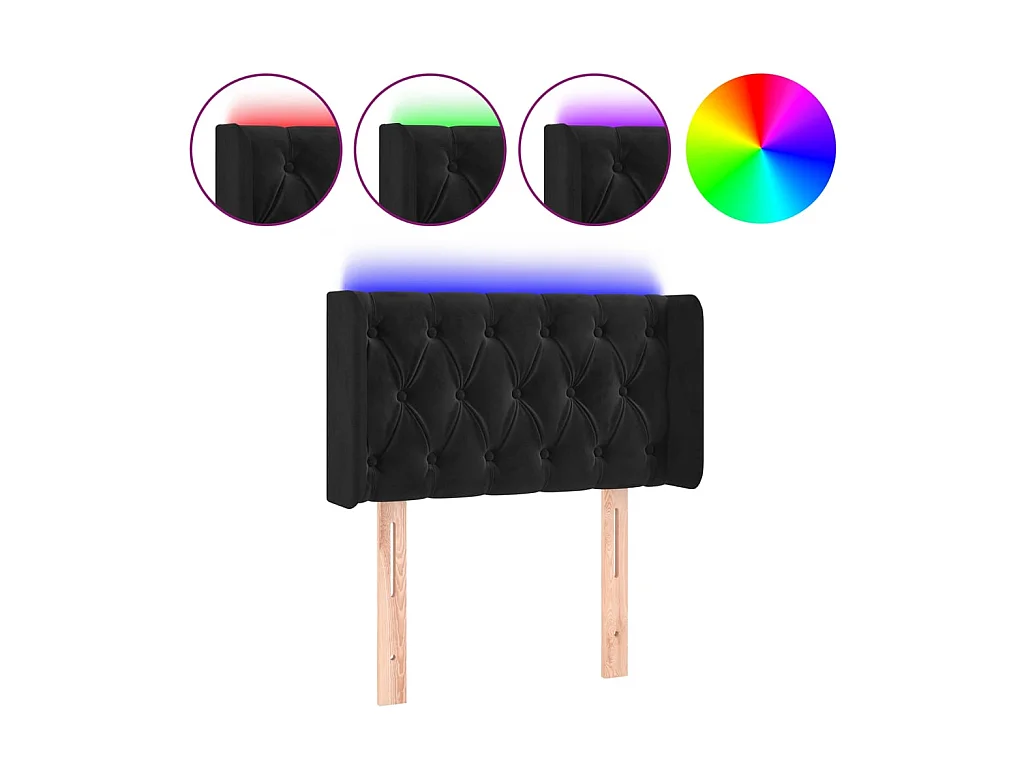 Tête de lit à LED Noir 83x16x78/88 cm Velours POI78823 BonneVie Meuble