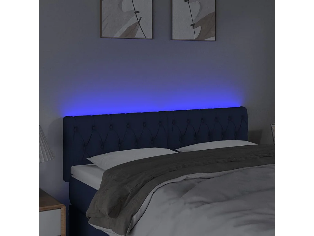 Cabecero con LED de tela azul 160x7x78/88 cm ES42191