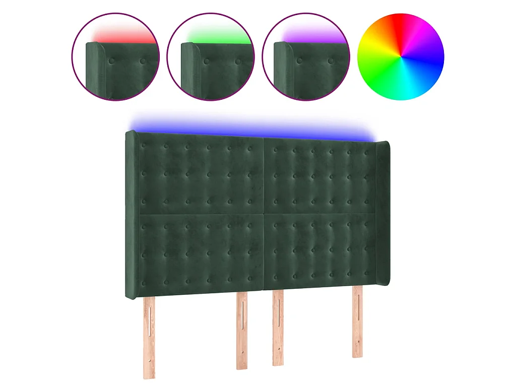 LED Kopfteil,Bettkopfteil Dunkelgrün 147x16x118/128 cm Samt -gkd446570