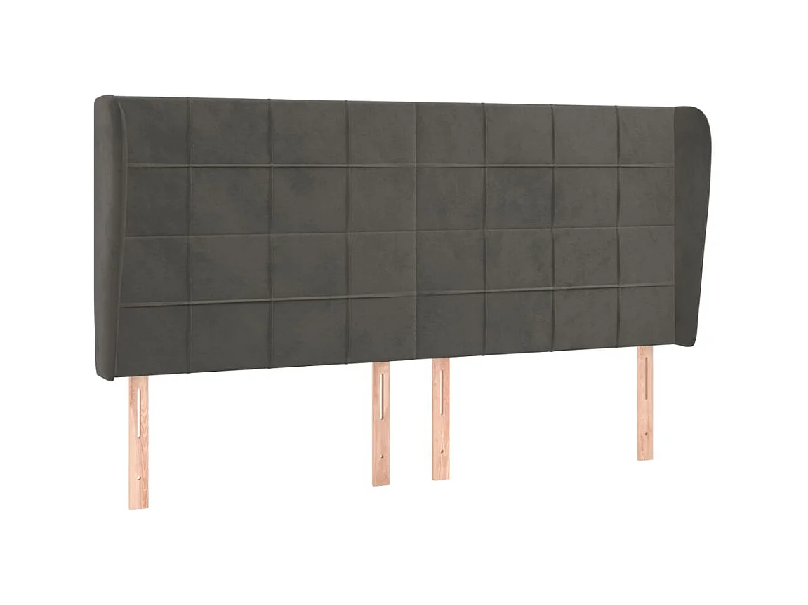 Cabeceira cama c/ abas veludo 203x23x118/128 cm cinzento-escuro PT656295