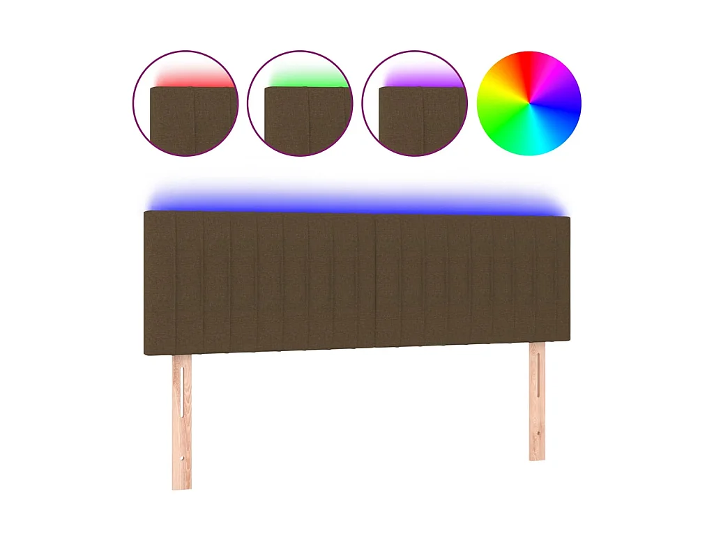 Testiera | Testata del letto a LED Marrone Scuro 144x5x78/88 cm in Tessuto