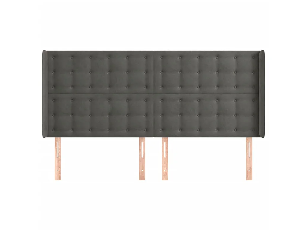 Tête de lit avec oreilles Gris foncé 203x16x118/128 cm Velours POI61650 BonneVie Meuble