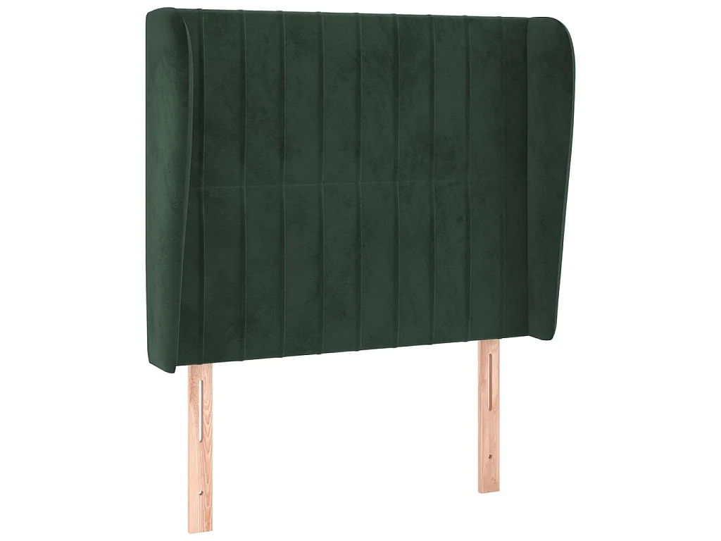 Cabecero con orejas de terciopelo verde oscuro 103x23x118/128cm ES44815