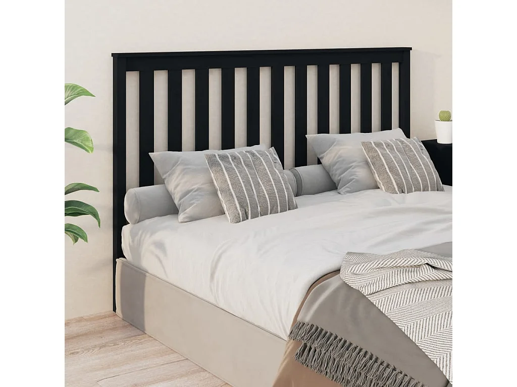 Testiera | Testata del letto per Letto Nera 166x6x101 cm in Legno Massello di Pino
