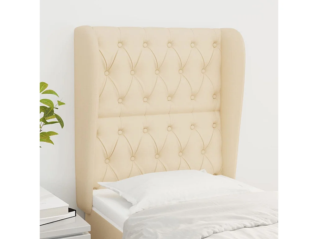 Testiera ad Orecchio Crema 83x23x118/128 cm in Tessuto CFW553483