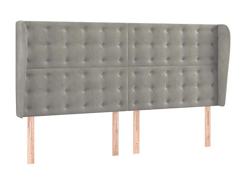 Hoofdbord met randen 163x23x118/128 cm fluweel lichtgrijs NL572113