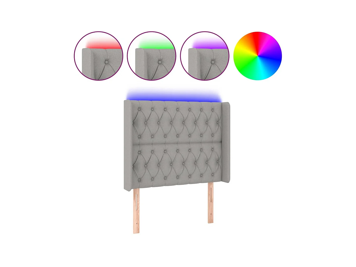 Tête de lit à LED Gris clair 93x16x118/128 cm Tissu POI10000 BonneVie Meuble