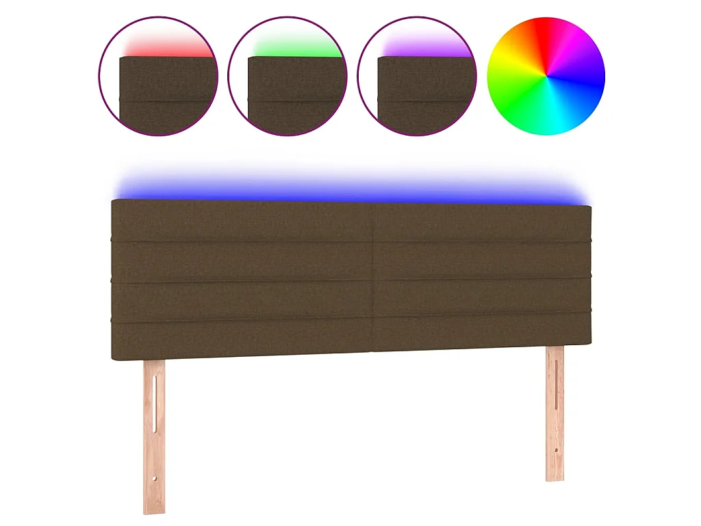 Cabeceira de cama c/ luzes LED tecido 144x5x78/88 cm castanho PT135541