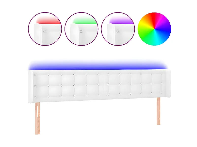 Cabecero con LED cuero sintético blanco 203x16x78/88 cm ES18726