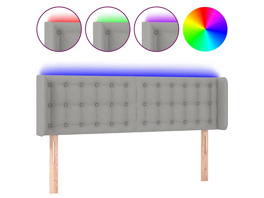 Tête de lit à LED Gris clair 147x16x78/88 cm Tissu POI33216 BonneVie Meuble