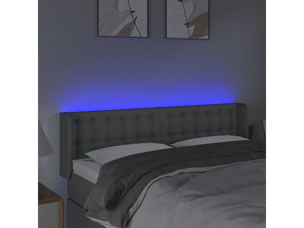 Tête de lit à LED Gris clair 147x16x78/88 cm Tissu POI33216 BonneVie Meuble