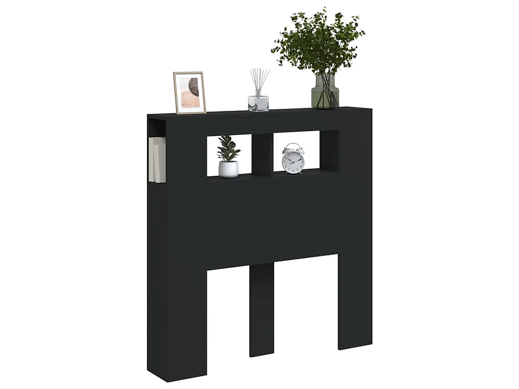 Tête de lit à LED noir 100x18,5x103,5 cm bois d'ingénierie POI10268 BonneVie Meuble