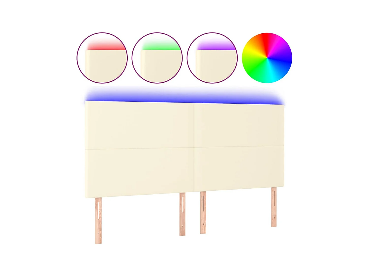Testiera | Testata del letto a LED Crema 180x5x118/128 cm in Similpelle