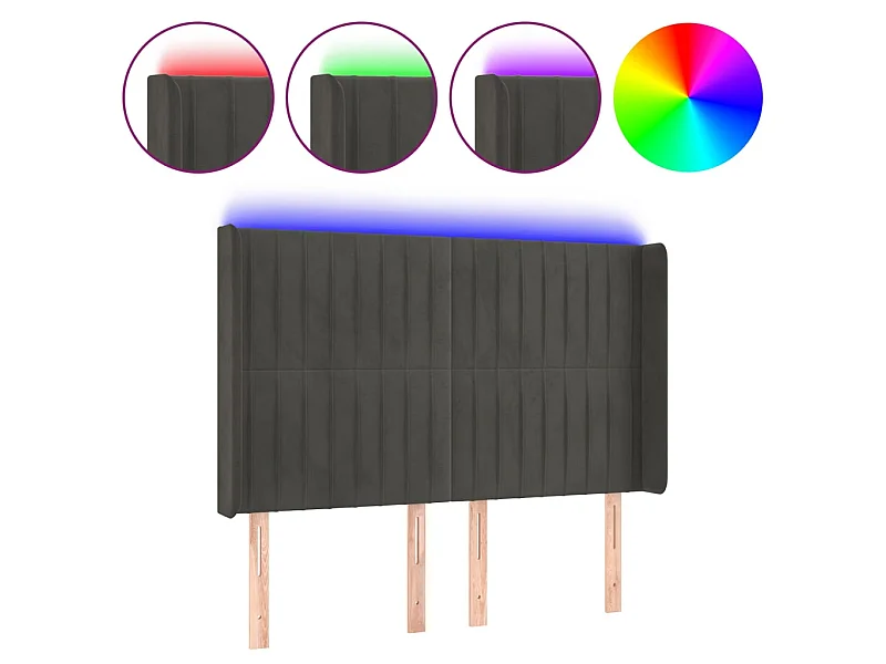 LED Kopfteil,Bettkopfteil Dunkelgrau 147x16x118/128 cm Samt -gkd888682