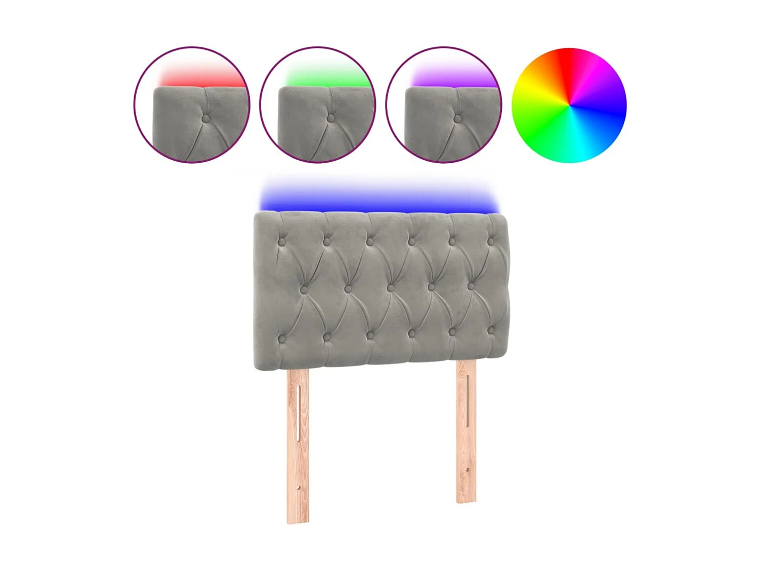 Tête de lit à LED Gris clair 80x7x78/88 cm Velours POI87791 BonneVie Meuble