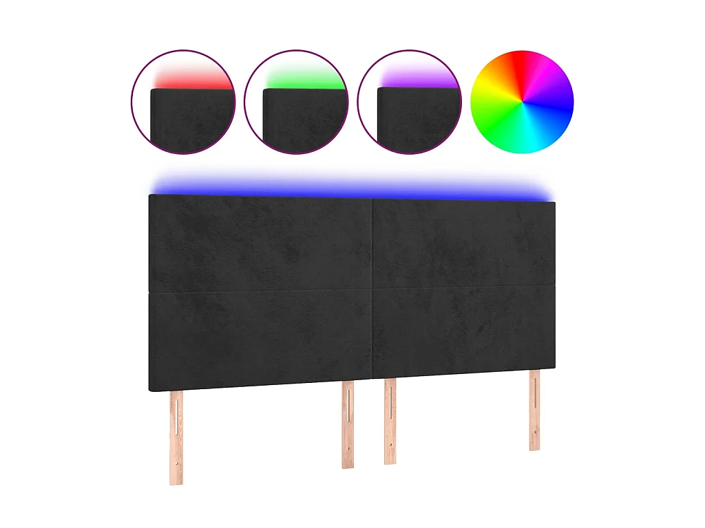 Tête de lit à LED Noir 180x5x118/128 cm Velours POI33267 BonneVie Meuble