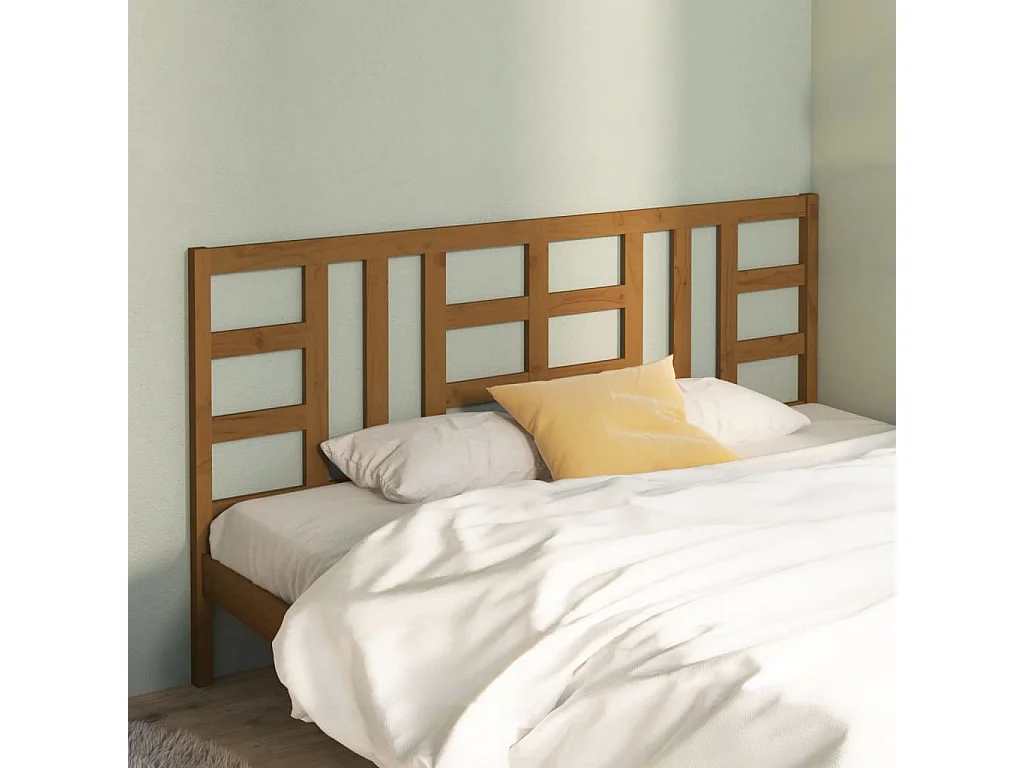 Tête de lit Marron miel 206x4x100 cm Bois massif de pin POI28844 BonneVie Meuble