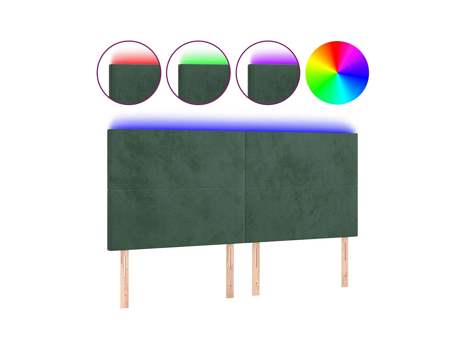 Tête de lit à LED Vert foncé 160x5x118/128 cm Velours POI63193 BonneVie Meuble