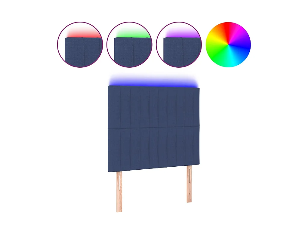 Tête de lit à LED Bleu 80x5x118/128 cm Tissu  POI48691 BonneVie Meuble
