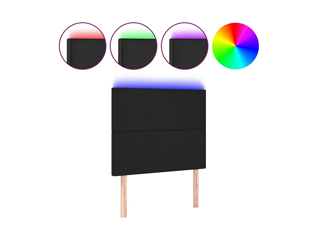 Tête de lit à LED Noir 90x5x118/128 cm Similicuir POI20435 BonneVie Meuble