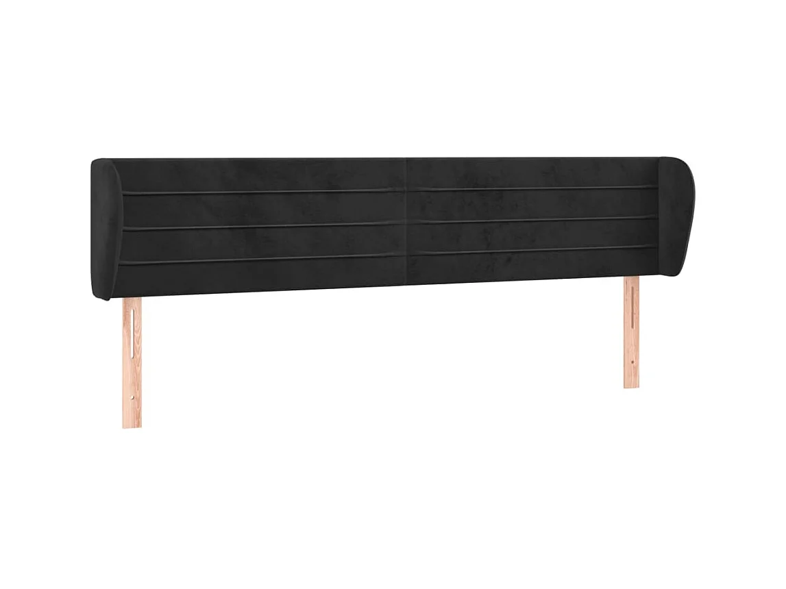 Testiera | Testata del letto ad Orecchio Nera 203x23x78/88 cm in Velluto