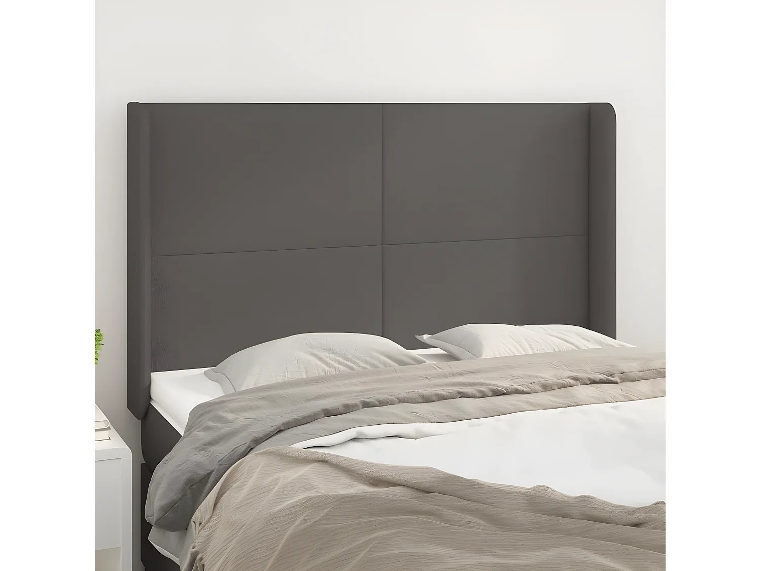 Kopfteil,Bettkopfteil mit Ohren Grau 147x16x118/128 cm Kunstleder -gkd943416