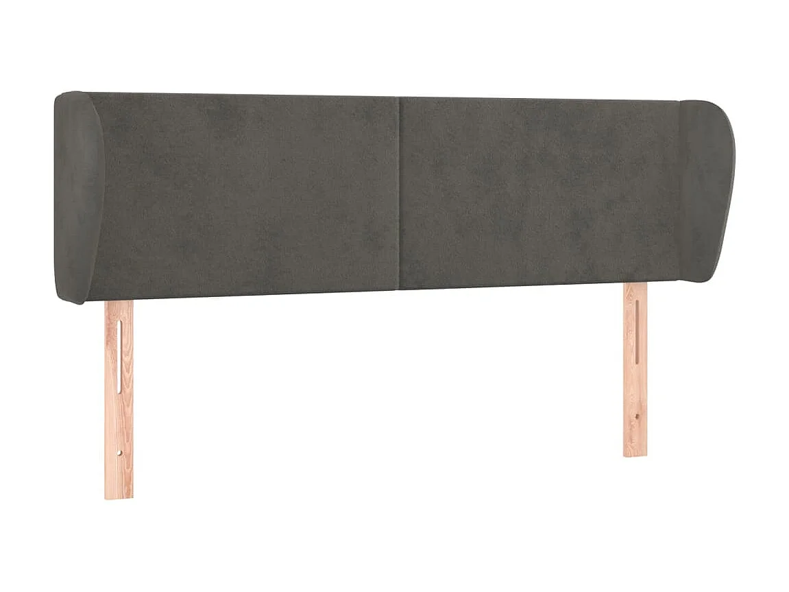 Tête de lit avec oreilles Gris foncé 147x23x78/88 cm Velours POI68869 BonneVie Meuble