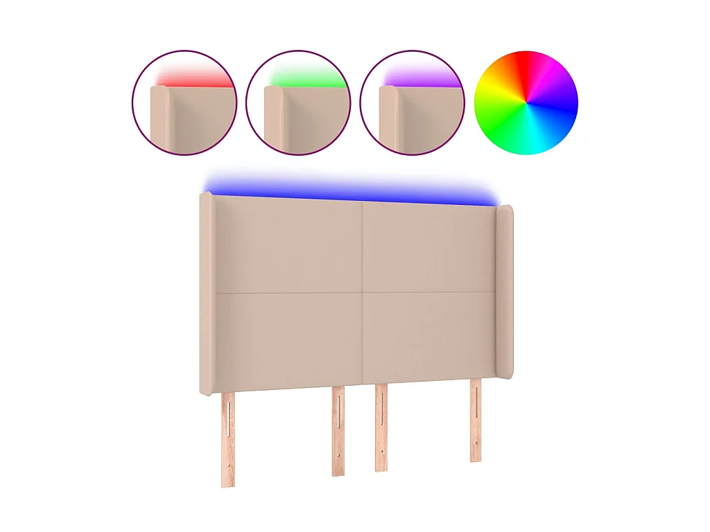 Tête de lit à LED Cappuccino 147x16x118/128 cm Similicuir POI83161 BonneVie Meuble