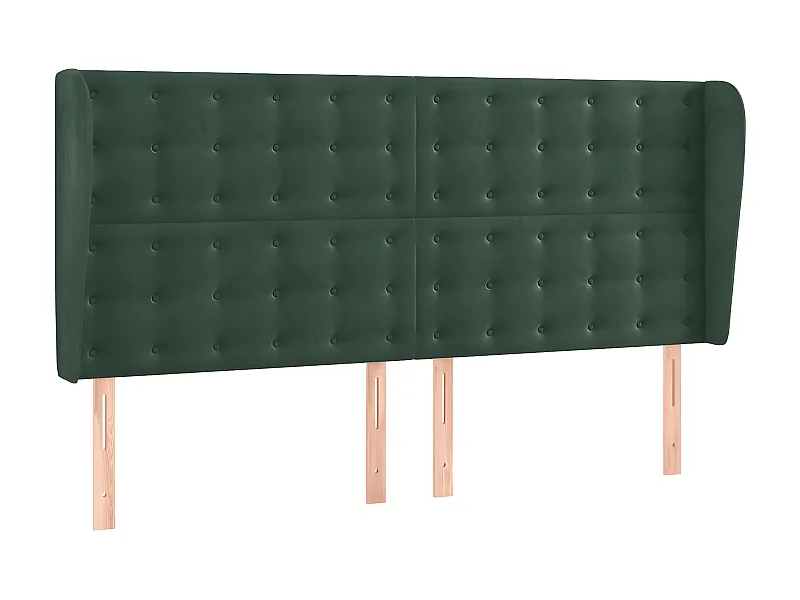 Tête de lit avec oreilles Vert foncé 163x23x118/128 cm Velours POI77056 BonneVie Meuble