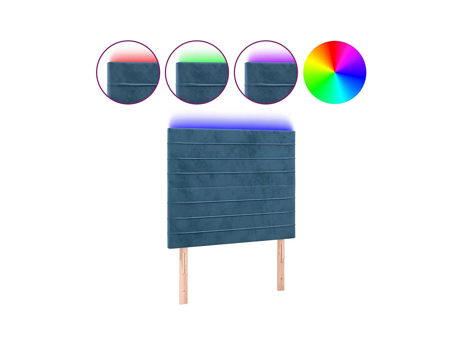 Tête de lit à LED Bleu foncé 80x5x118/128 cm Velours POI44089 BonneVie Meuble