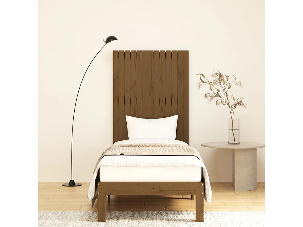 Tête de lit murale Marron miel 82,5x3x110 cm Bois massif de pin POI60443 BonneVie Meuble