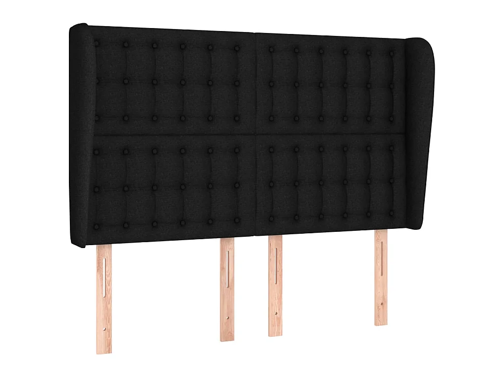 Tête de lit avec oreilles Noir 147x23x118,128 cm Tissu LKC28133 BonneVie Meuble